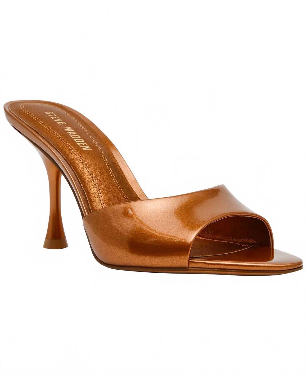 NEW STEVE MADDEN women's santi high-heel sandals in bronze patent